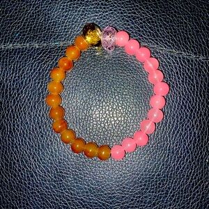 DIVIDE DUO PINK AND BROWN BEADED BRACELET
